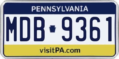 PA license plate MDB9361