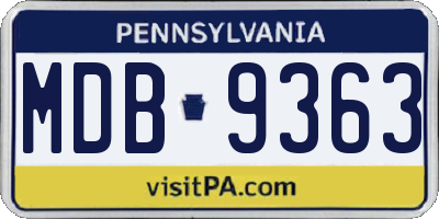 PA license plate MDB9363