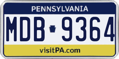 PA license plate MDB9364
