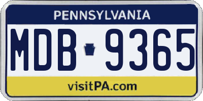 PA license plate MDB9365