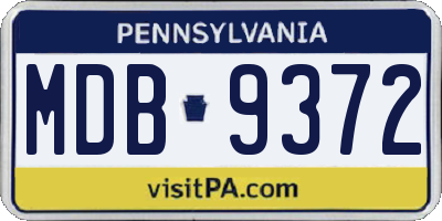 PA license plate MDB9372