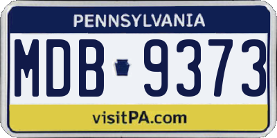 PA license plate MDB9373
