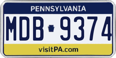 PA license plate MDB9374