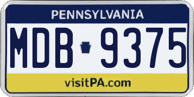 PA license plate MDB9375
