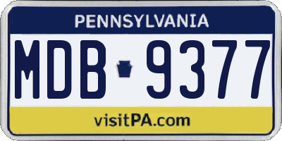 PA license plate MDB9377