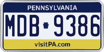 PA license plate MDB9386