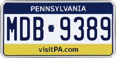 PA license plate MDB9389