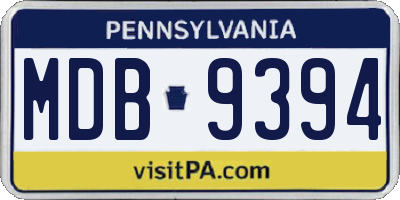 PA license plate MDB9394