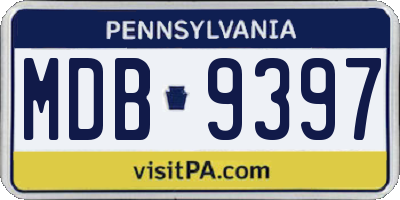 PA license plate MDB9397
