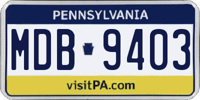 PA license plate MDB9403