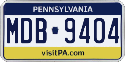 PA license plate MDB9404