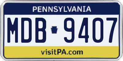 PA license plate MDB9407