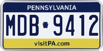 PA license plate MDB9412