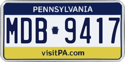 PA license plate MDB9417