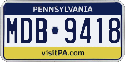 PA license plate MDB9418