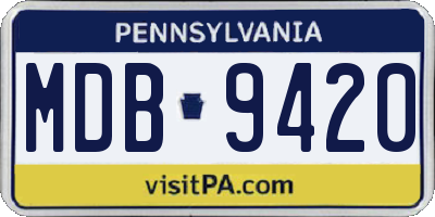 PA license plate MDB9420