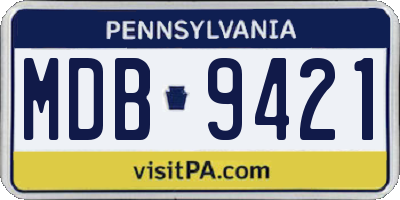 PA license plate MDB9421