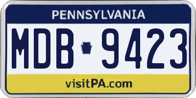 PA license plate MDB9423