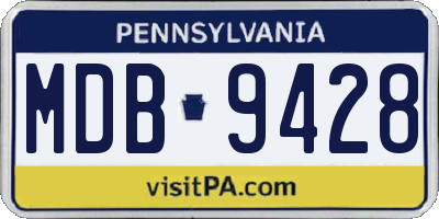 PA license plate MDB9428
