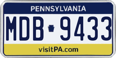 PA license plate MDB9433