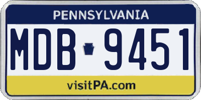 PA license plate MDB9451