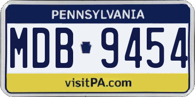 PA license plate MDB9454