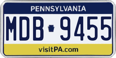 PA license plate MDB9455