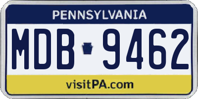 PA license plate MDB9462