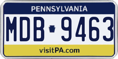 PA license plate MDB9463