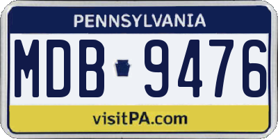 PA license plate MDB9476