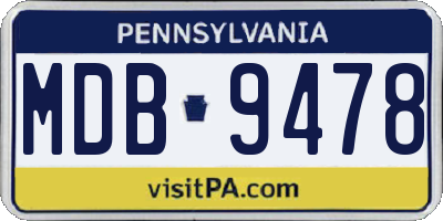 PA license plate MDB9478