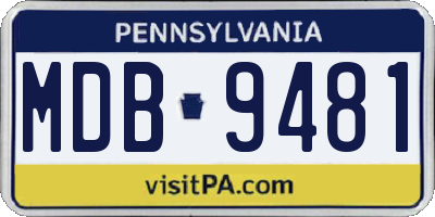 PA license plate MDB9481