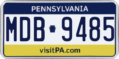 PA license plate MDB9485
