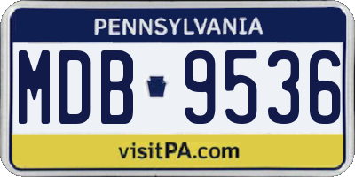 PA license plate MDB9536