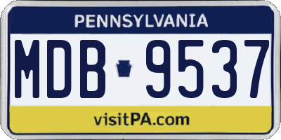 PA license plate MDB9537