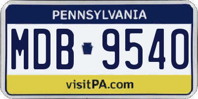 PA license plate MDB9540