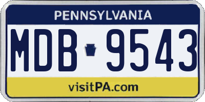 PA license plate MDB9543