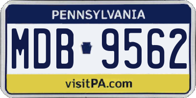 PA license plate MDB9562