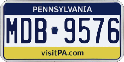 PA license plate MDB9576