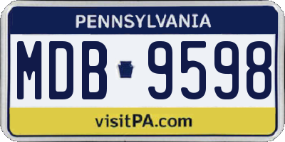 PA license plate MDB9598
