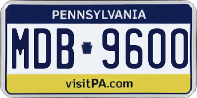 PA license plate MDB9600