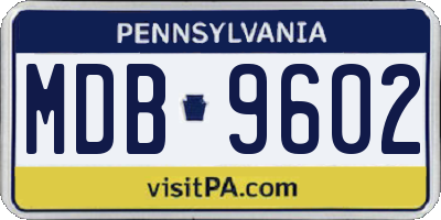 PA license plate MDB9602