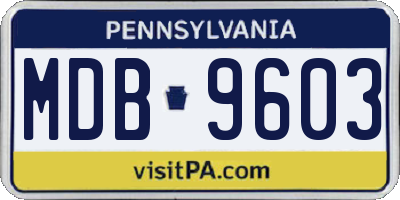 PA license plate MDB9603