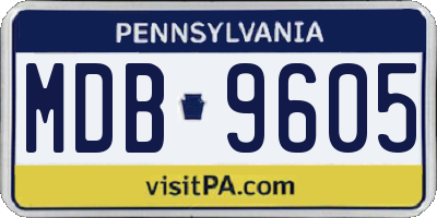 PA license plate MDB9605
