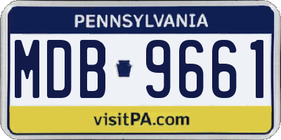 PA license plate MDB9661