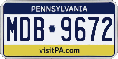 PA license plate MDB9672