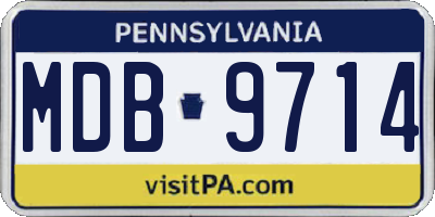 PA license plate MDB9714