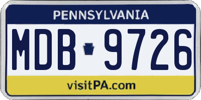 PA license plate MDB9726