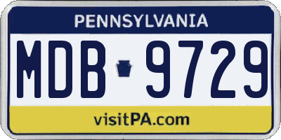 PA license plate MDB9729