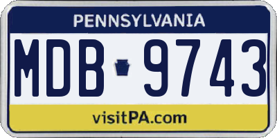 PA license plate MDB9743